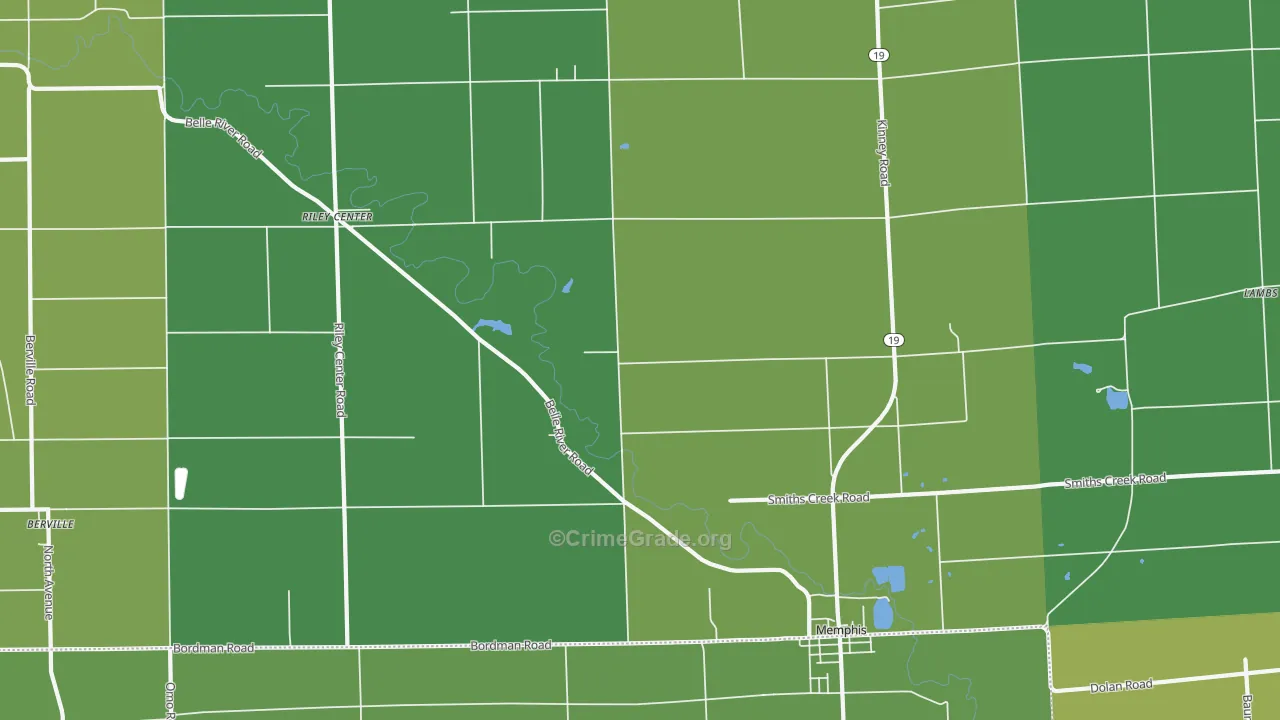 Memphis, MI Map of Burglary Rates
