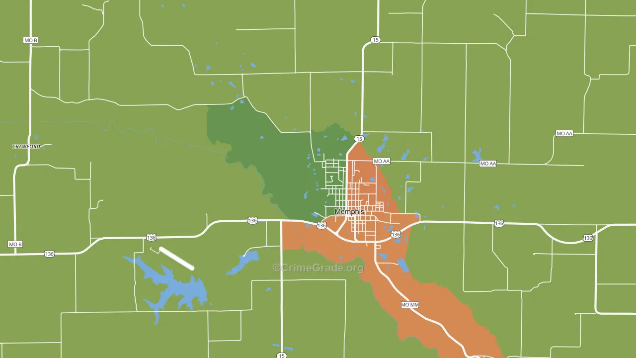 Memphis, MO Map of Burglary Rates
