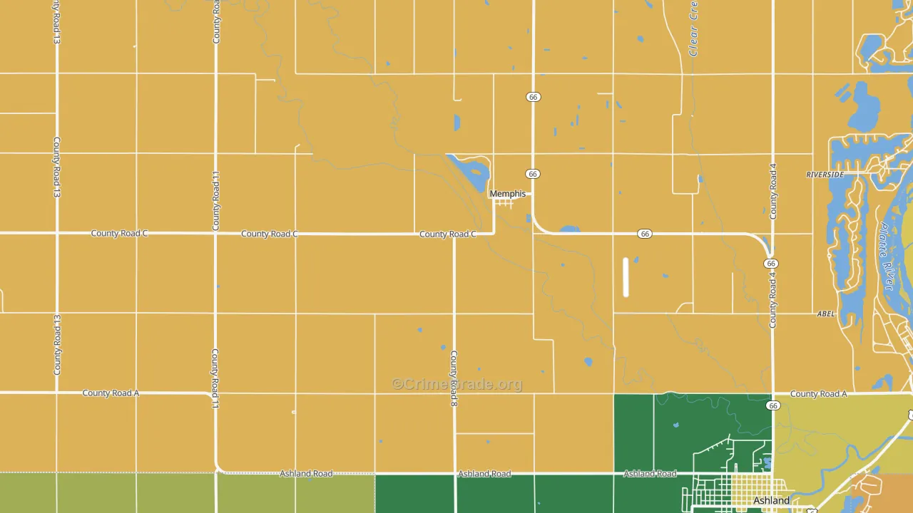 Memphis, NE Map of Burglary Rates