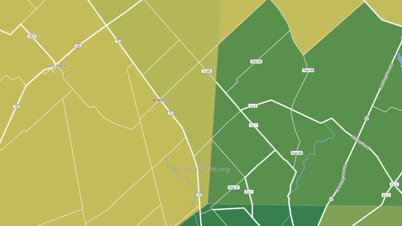 Memphis, OH Map of Burglary Rates