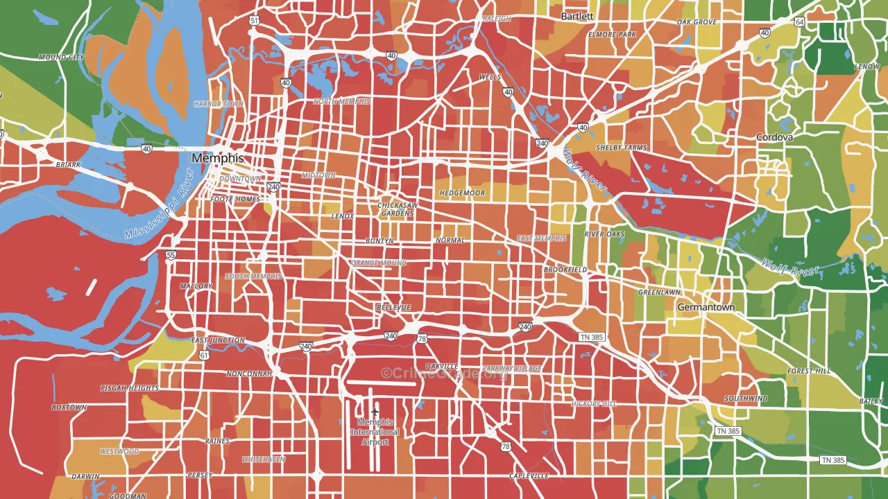Memphis, TN Map of Burglary Rates