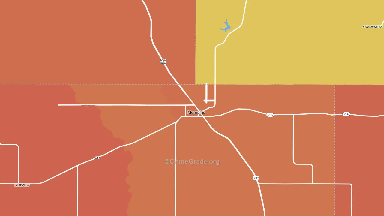 Memphis, TX Map of Burglary Rates