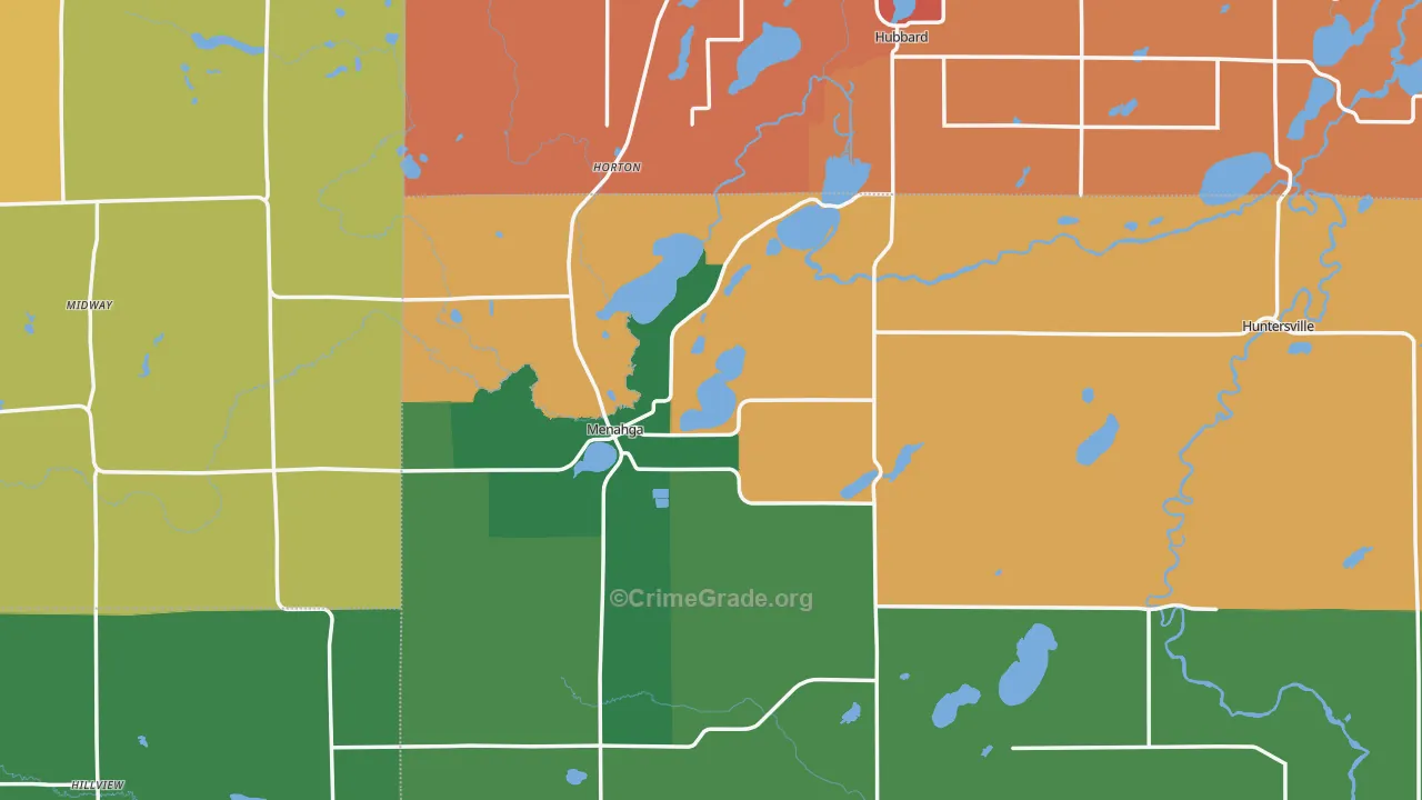 Menahga, MN Map of Burglary Rates