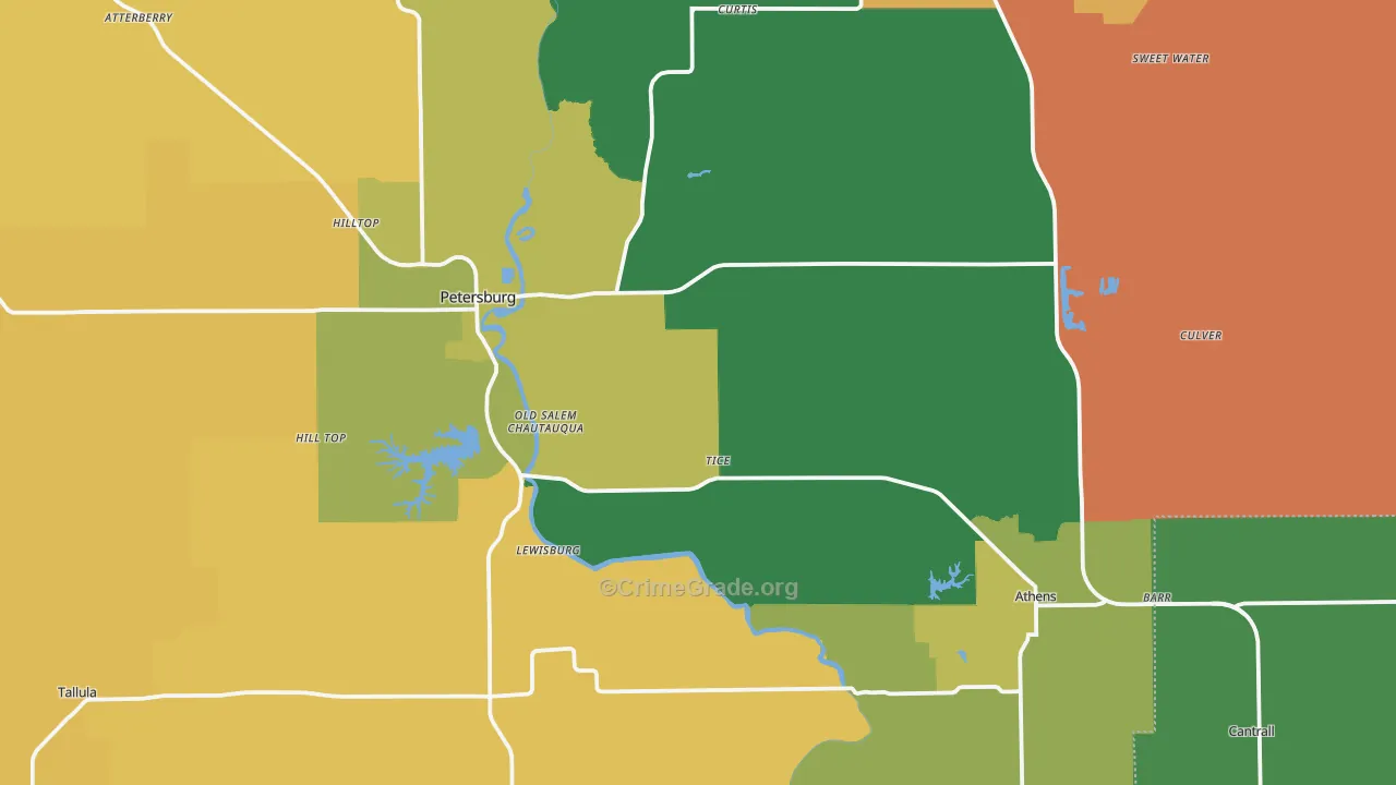 Menard County, IL Map of Burglary Rates