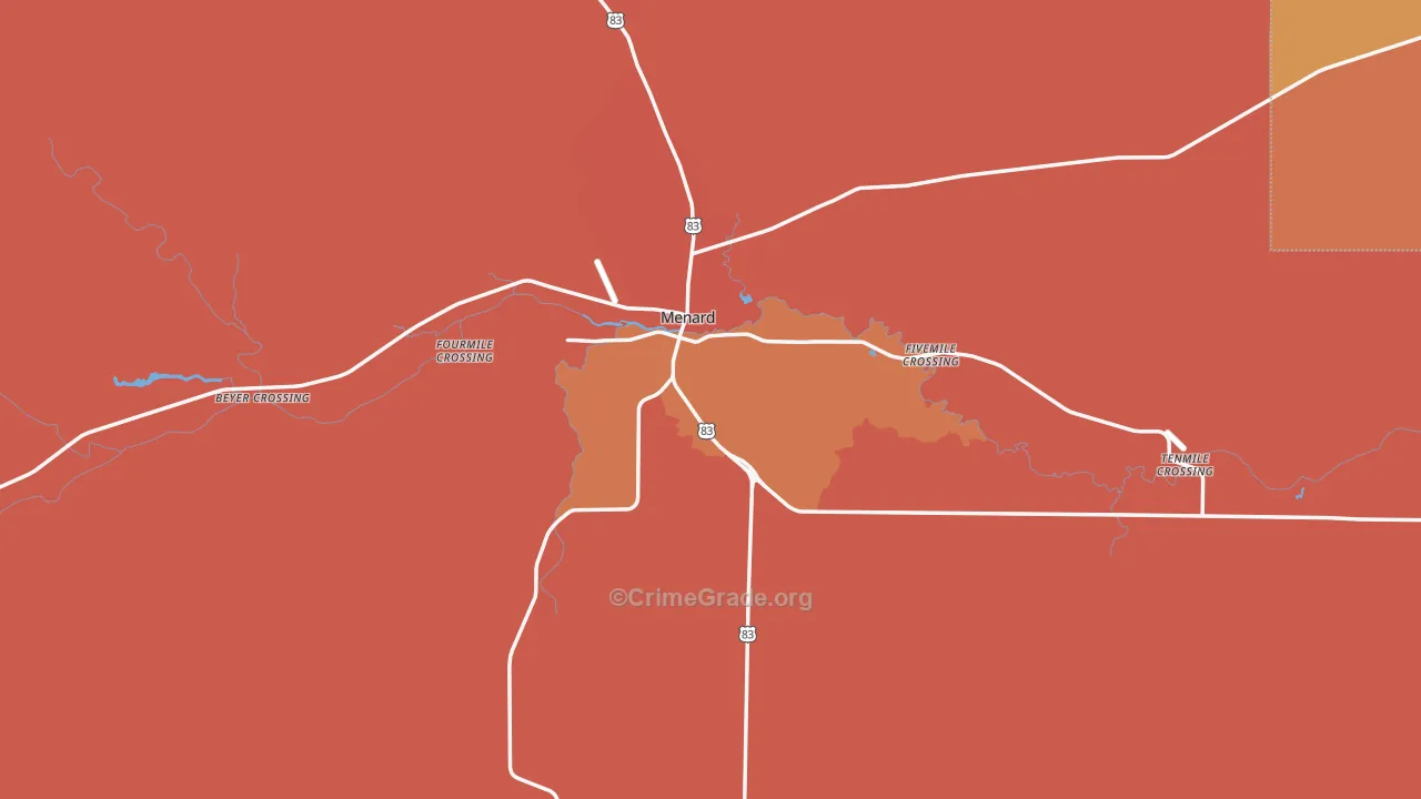 Menard County, TX Map of Burglary Rates