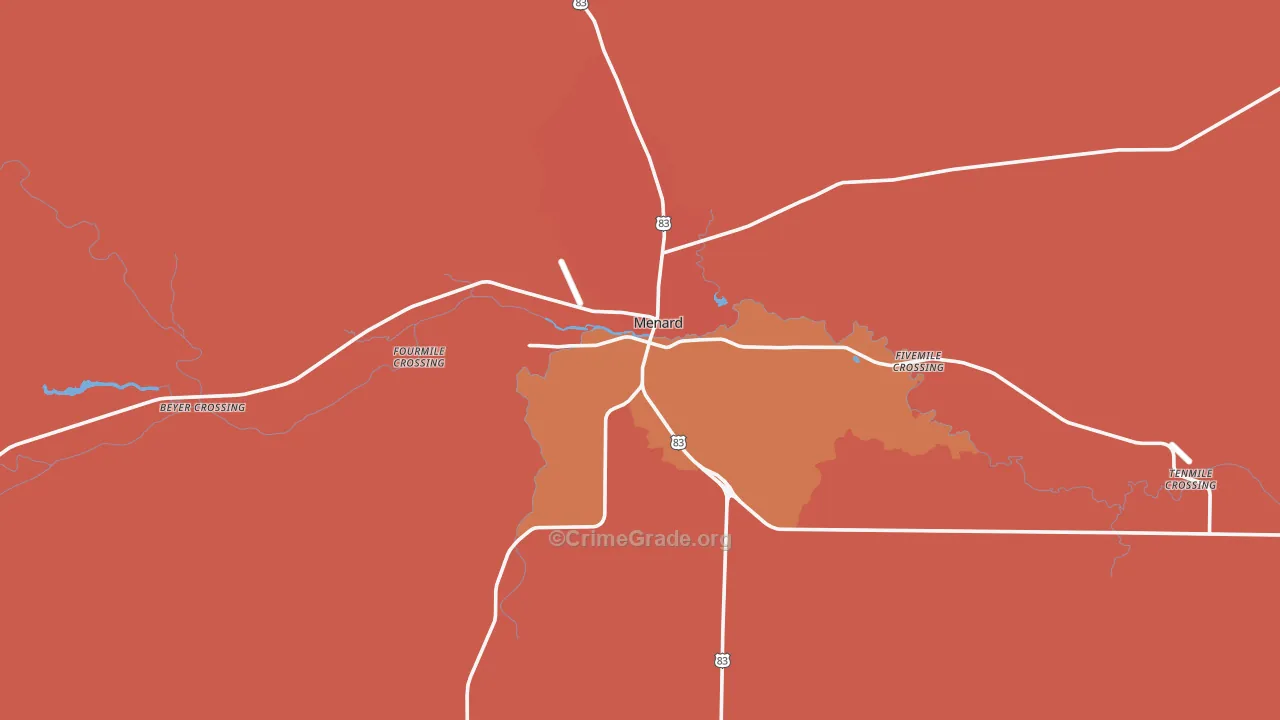 Menard, TX Map of Burglary Rates