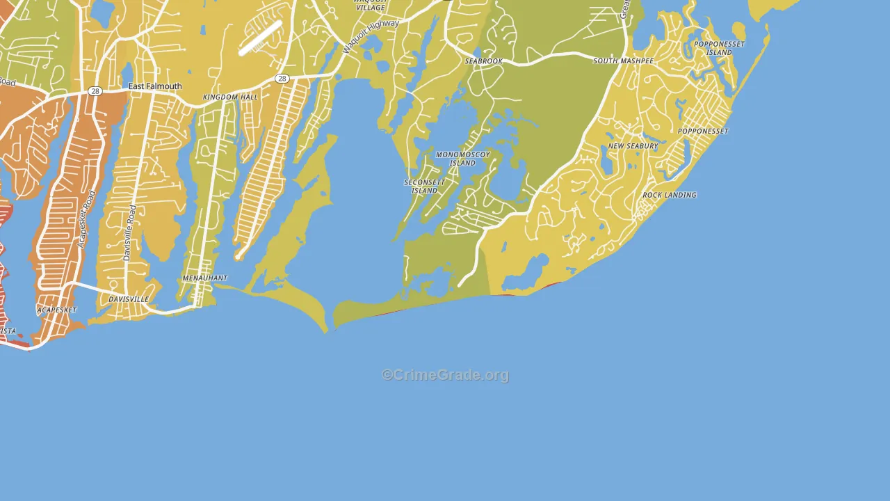 Menauhant, MA Map of Burglary Rates