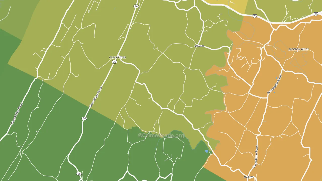Mench, PA Map of Burglary Rates