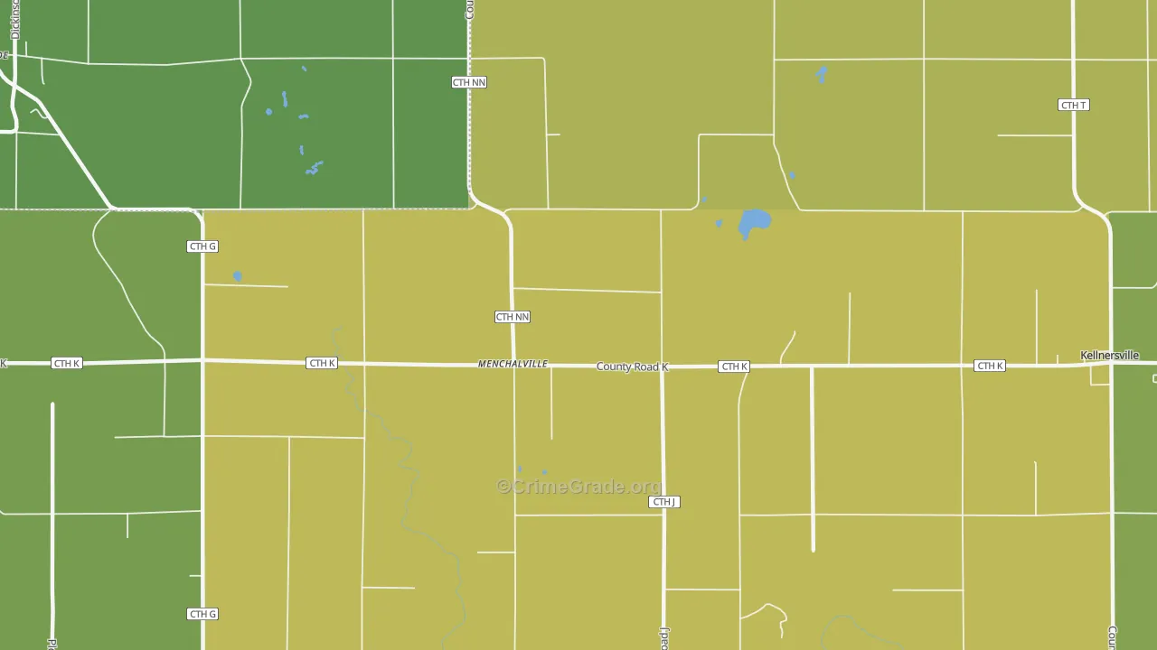 Menchalville, WI Map of Burglary Rates
