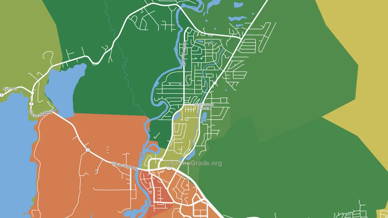 Mendenhall Valley, Juneau, AK Map of Burglary Rates