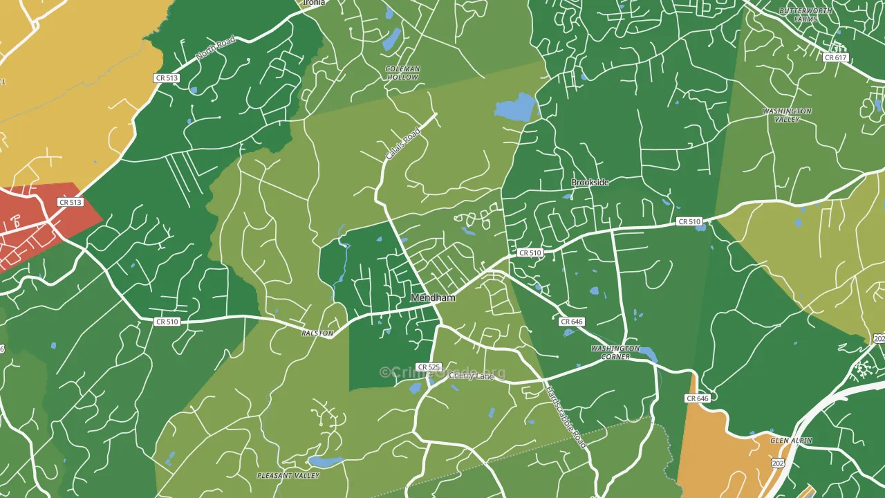 Mendham, NJ Map of Burglary Rates