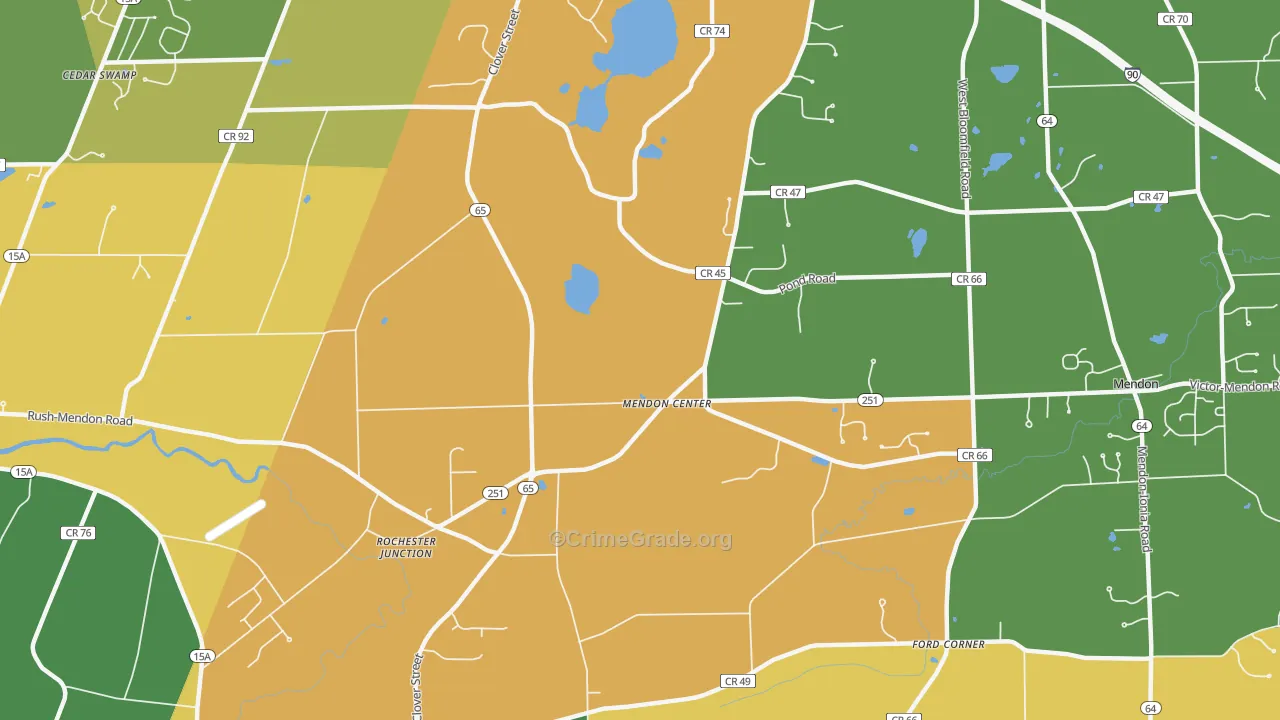 Mendon Center, NY Map of Burglary Rates