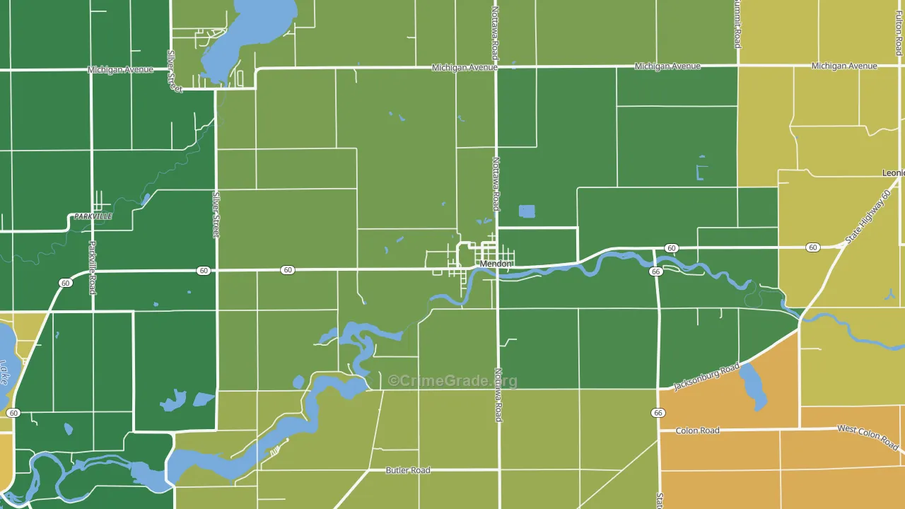 Mendon, MI Map of Burglary Rates