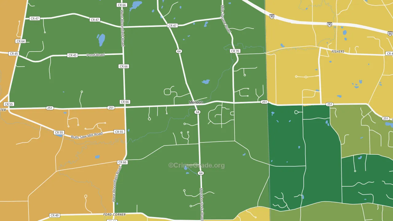 Mendon, NY Map of Burglary Rates