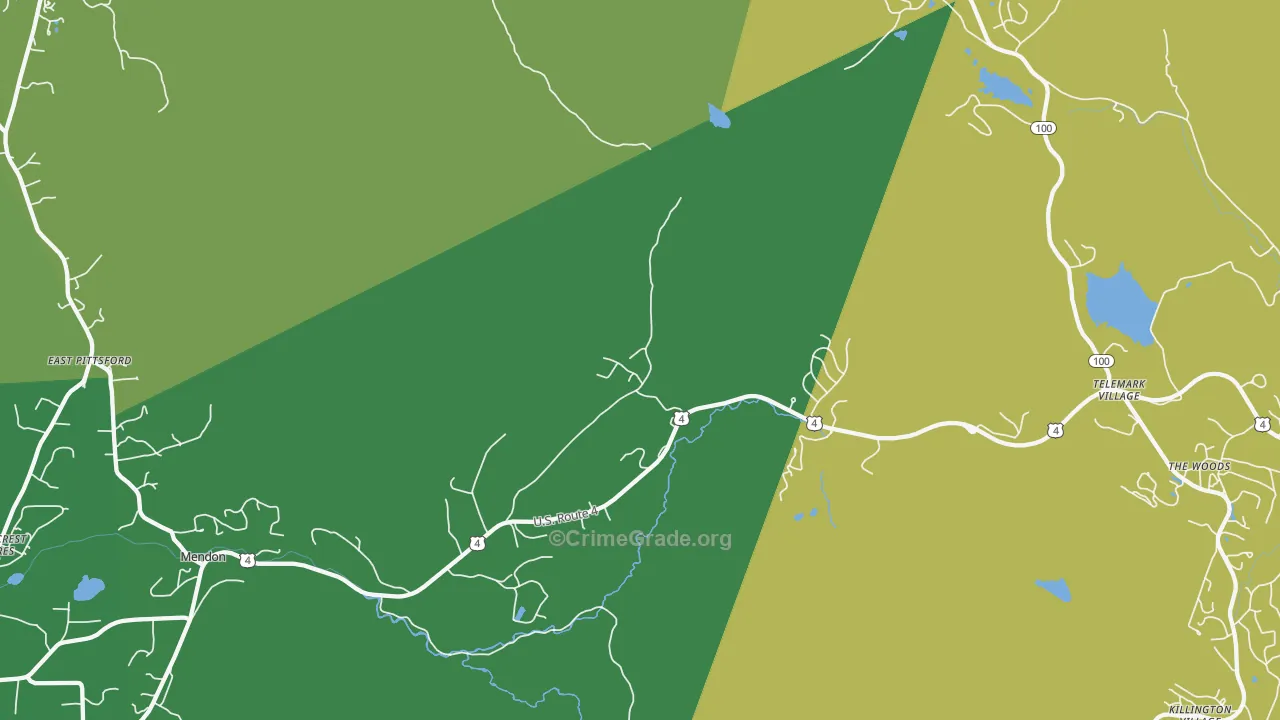 Mendon, VT Map of Burglary Rates