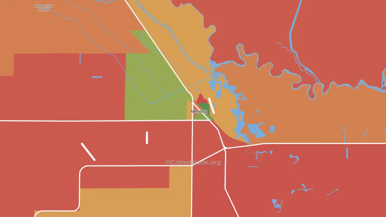 Mendota, CA Map of Burglary Rates