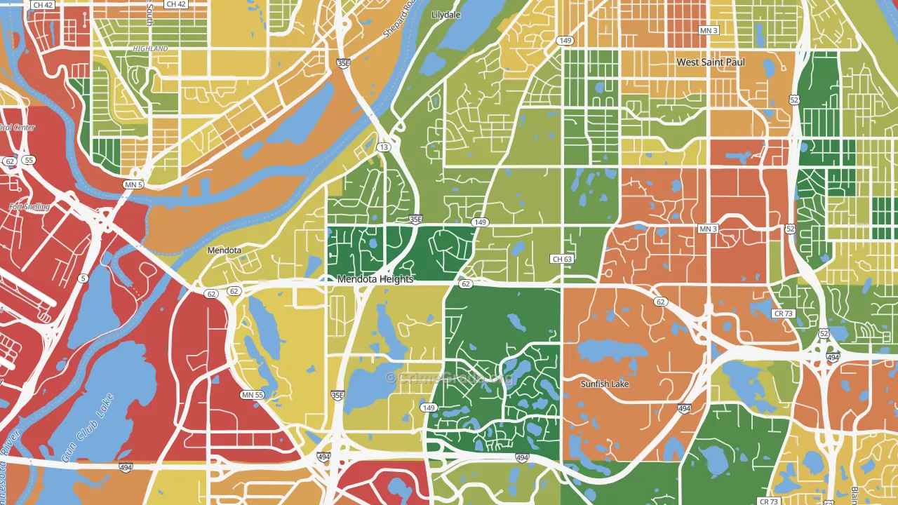 Mendota Heights, MN Map of Burglary Rates