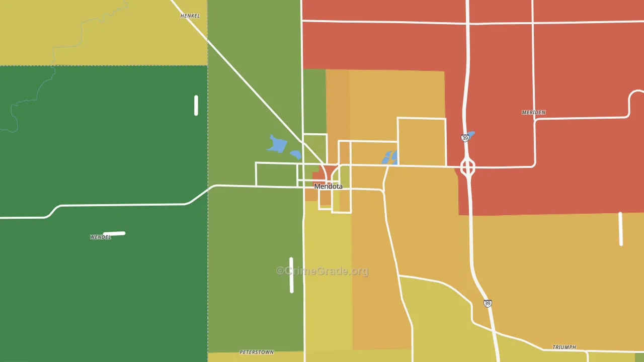 Mendota, IL Map of Burglary Rates