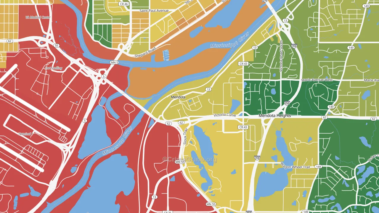Mendota, MN Map of Burglary Rates