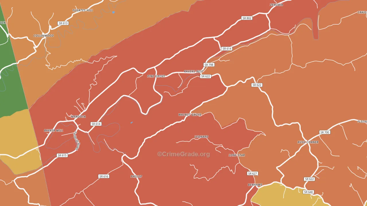 Mendota, VA Map of Burglary Rates
