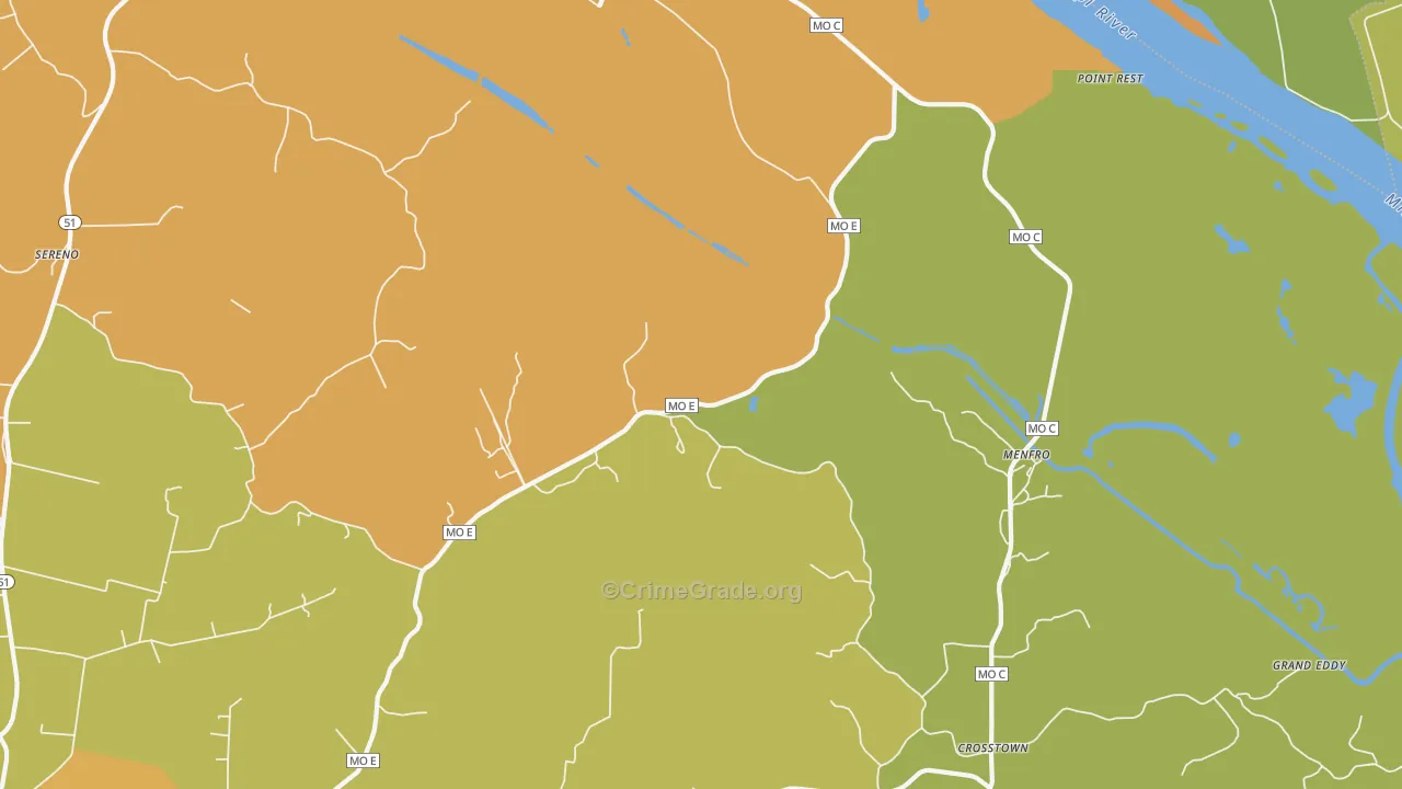 Menfro, MO Map of Burglary Rates