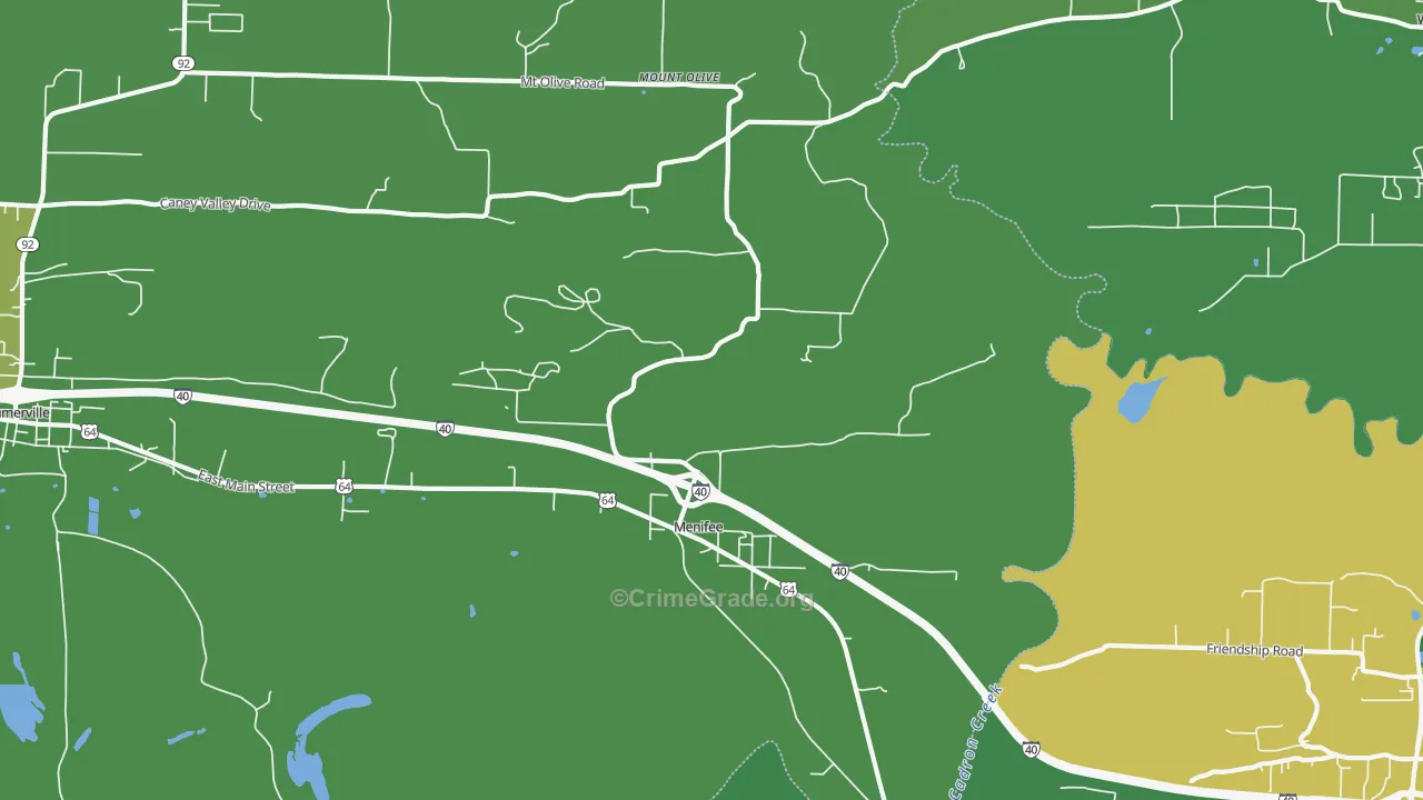 Menifee, AR Map of Burglary Rates