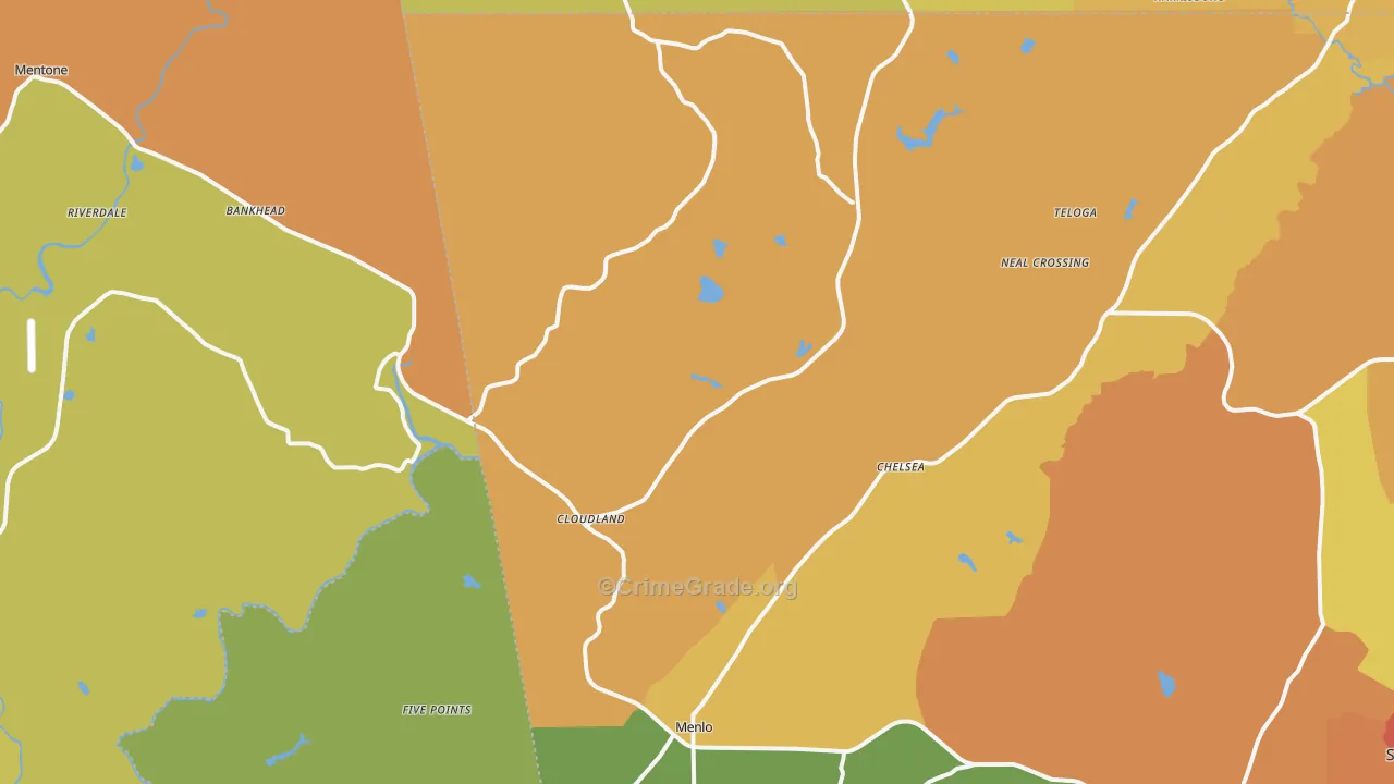 Menlo, GA Map of Burglary Rates