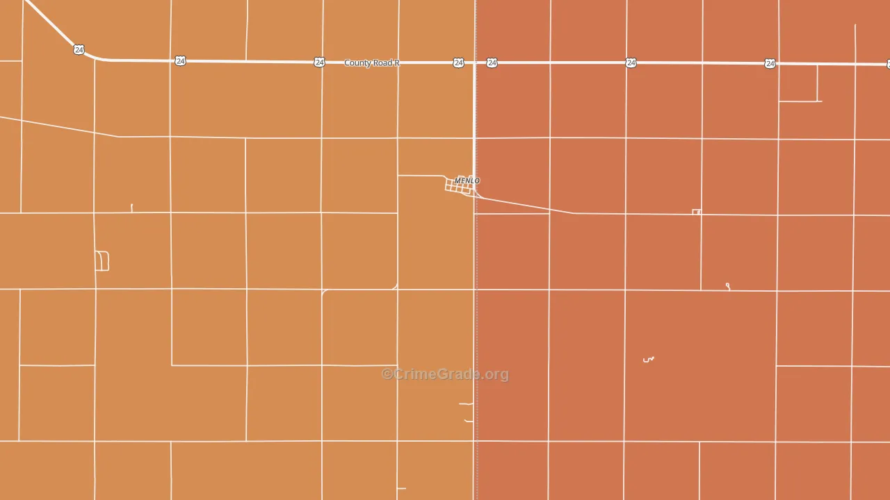 Menlo, KS Map of Burglary Rates