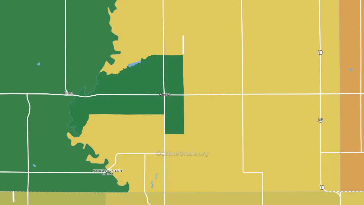 Menno, SD Map of Burglary Rates