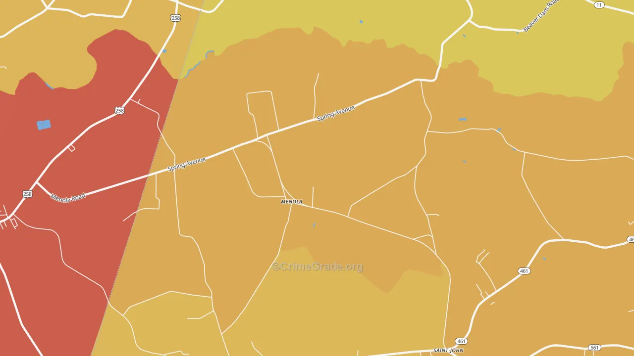 Menola, NC Map of Burglary Rates