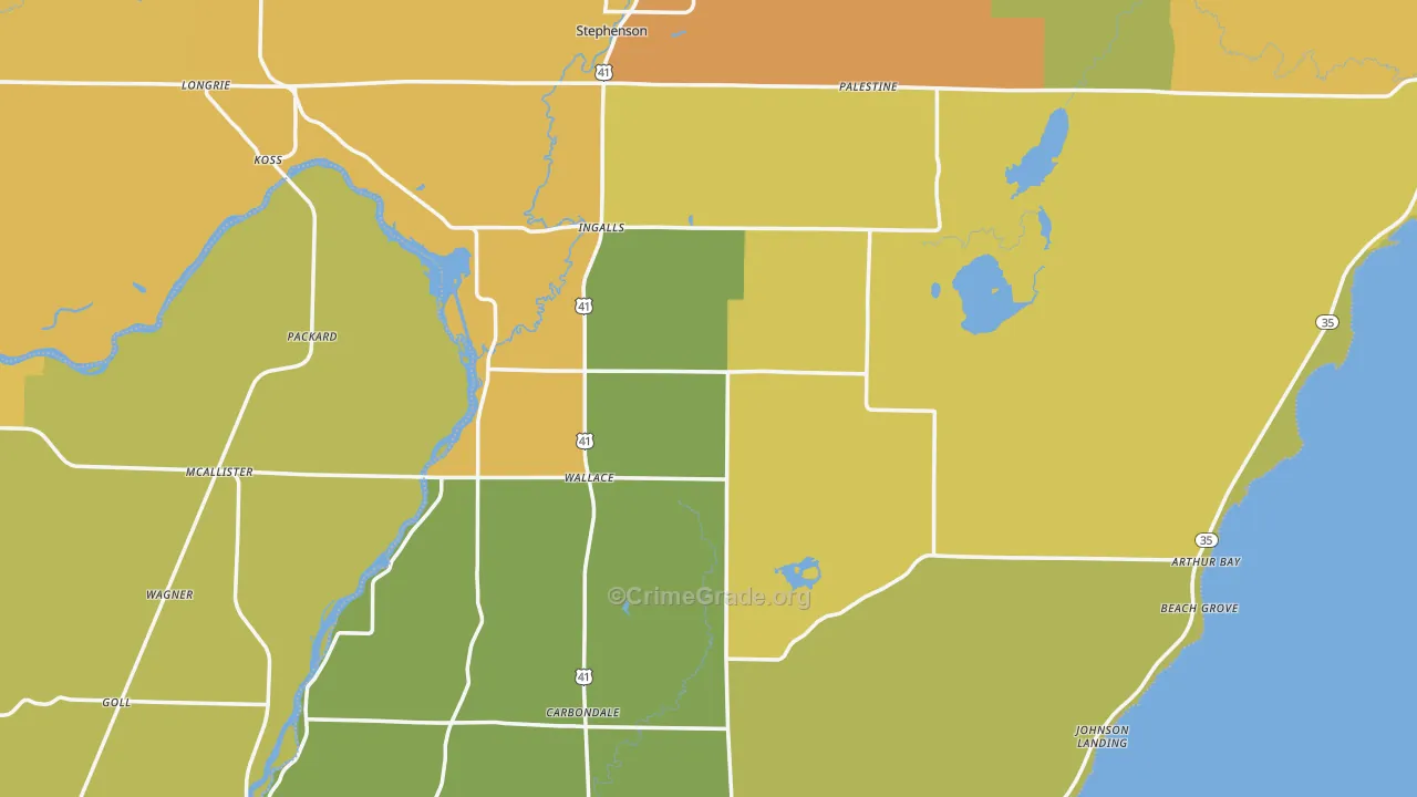Menominee County, MI Map of Burglary Rates