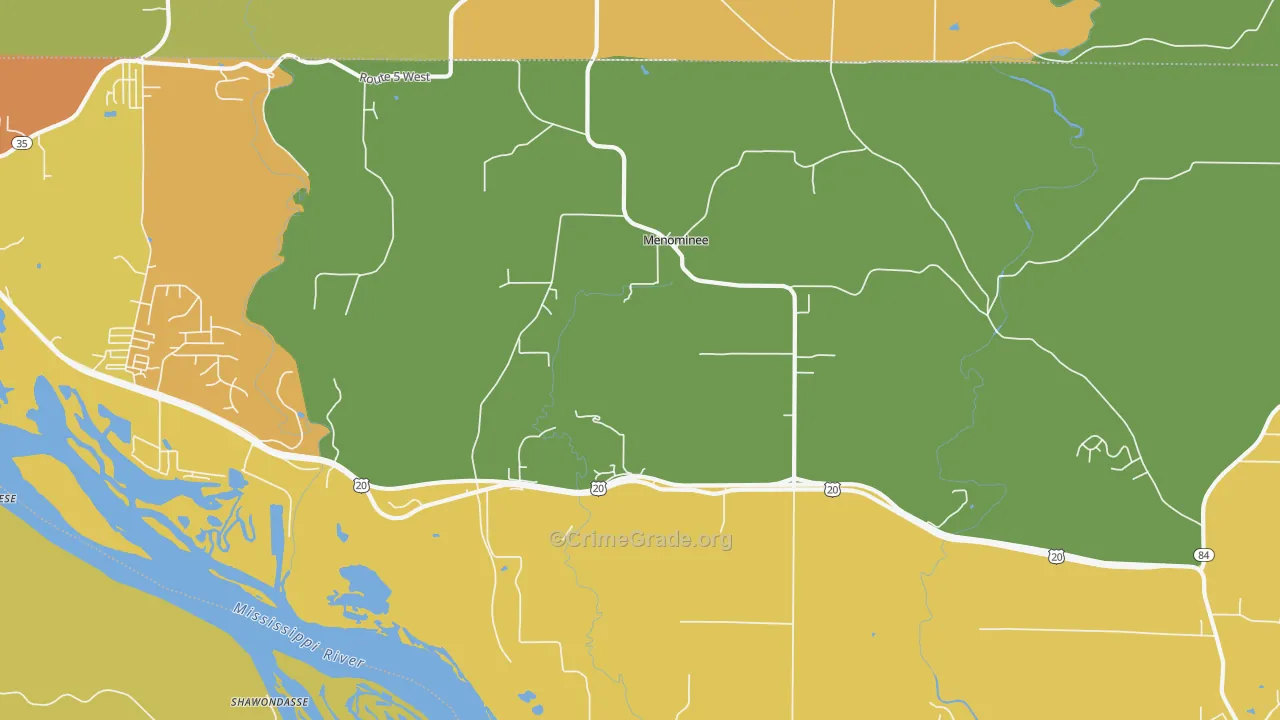 Menominee, IL Map of Burglary Rates
