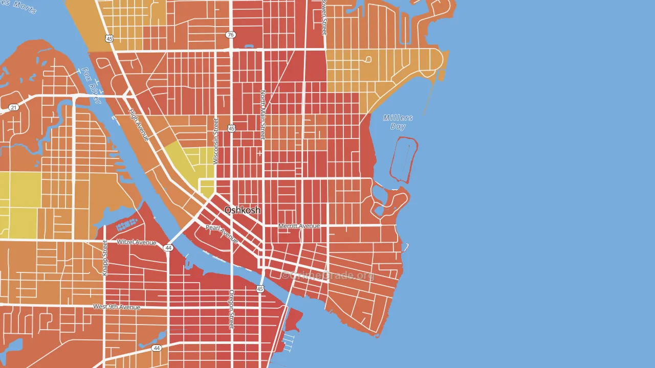 Menominee South, Oshkosh, WI Map of Burglary Rates