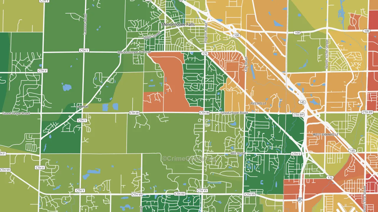 Menomonee Falls, WI Map of Burglary Rates