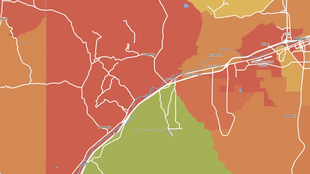 Mentmore, NM Map of Burglary Rates