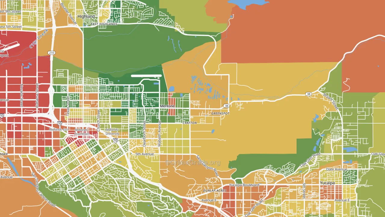 Mentone, CA Map of Burglary Rates