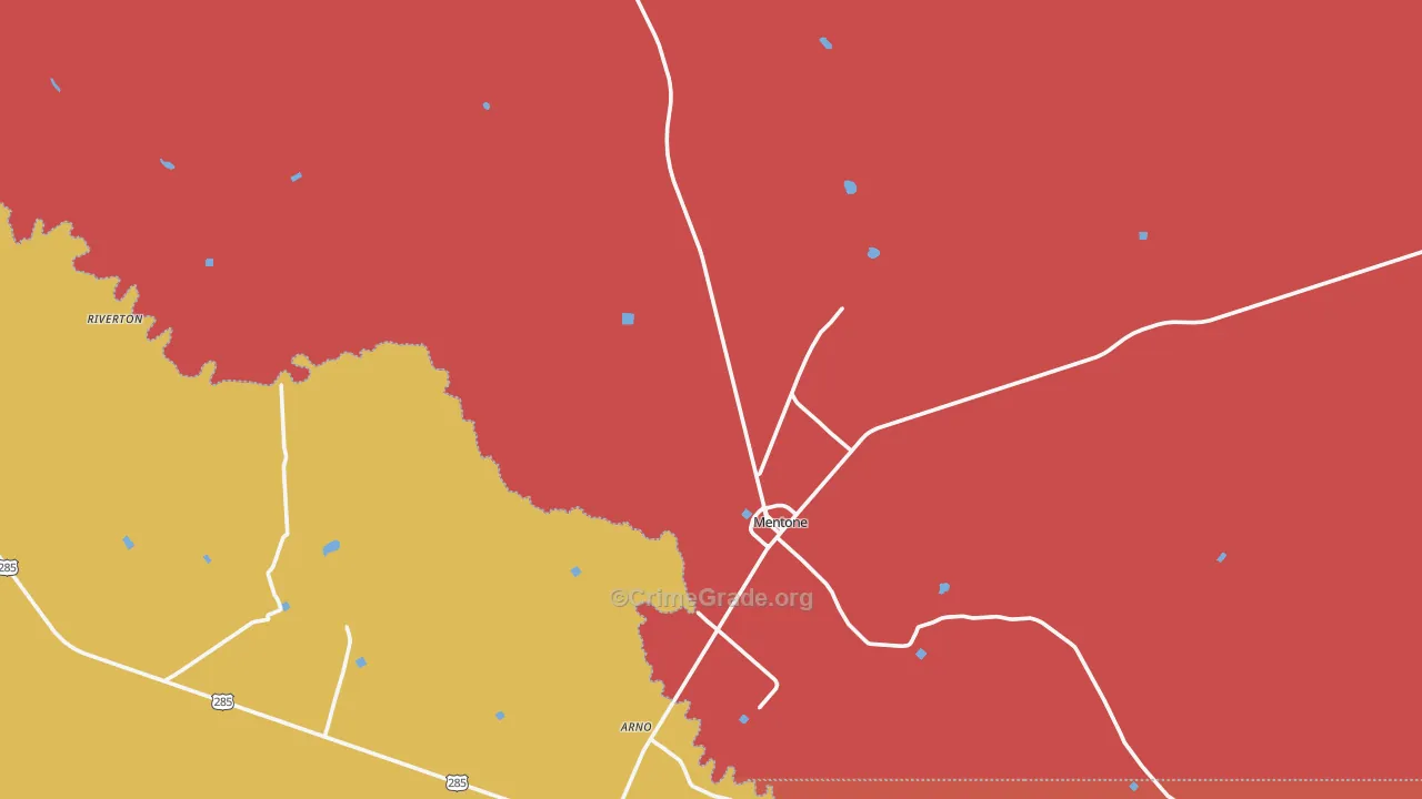 Mentone, TX Map of Burglary Rates