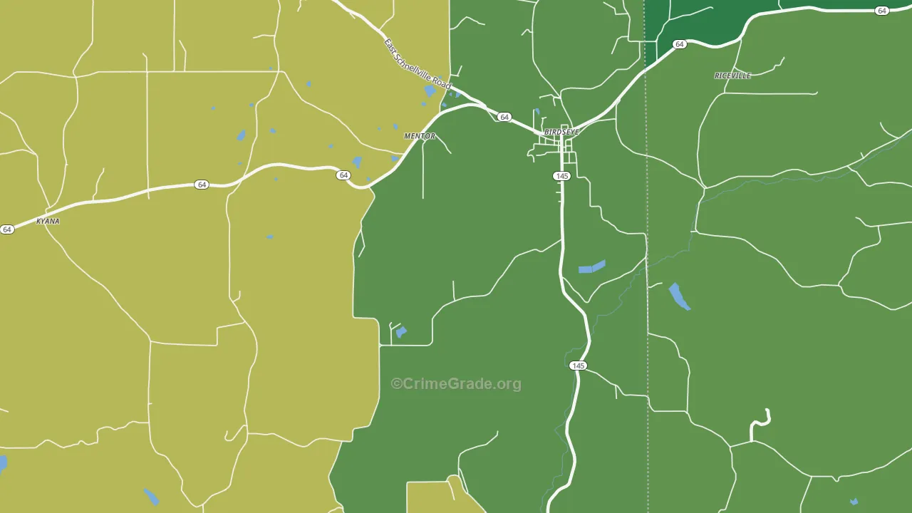Mentor, IN Map of Burglary Rates