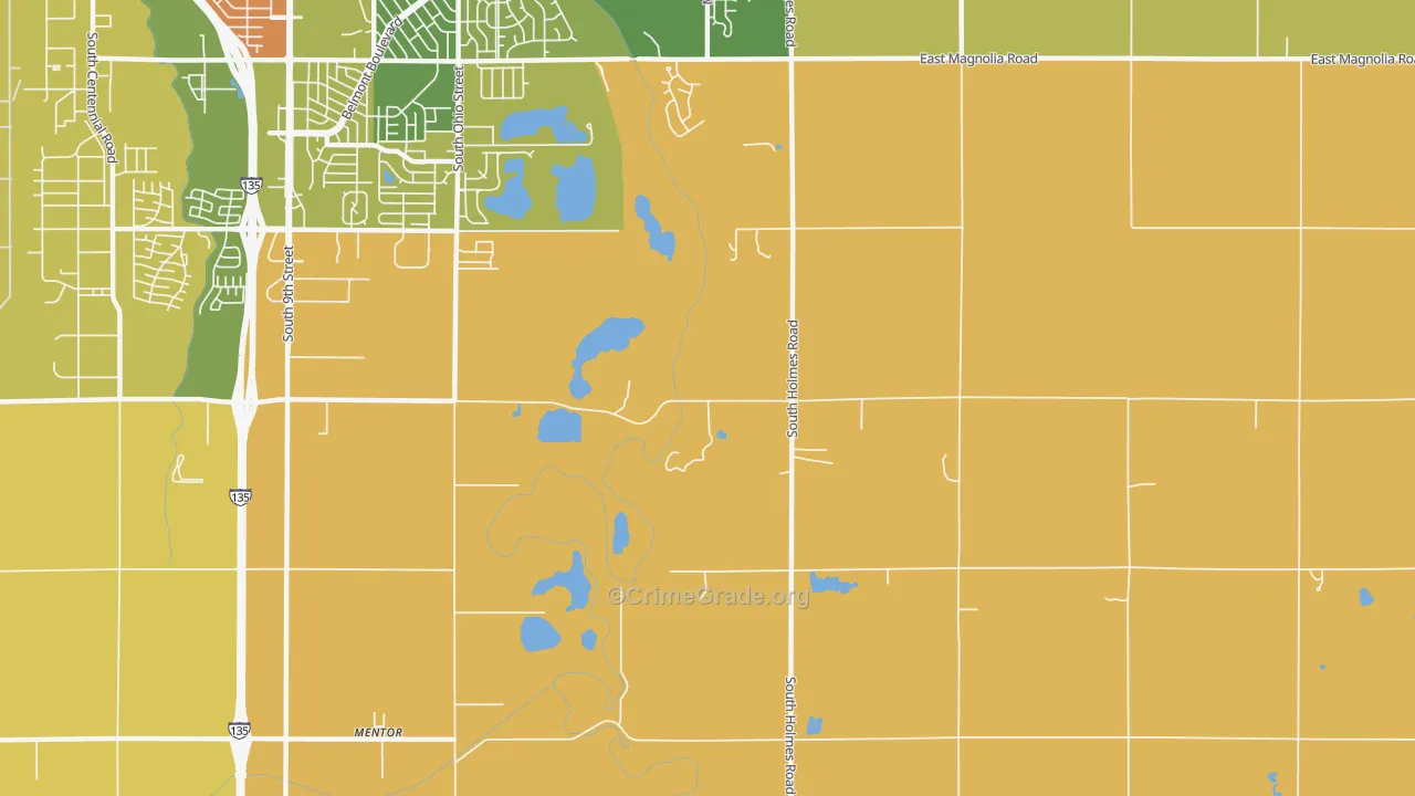 Mentor, KS Map of Burglary Rates