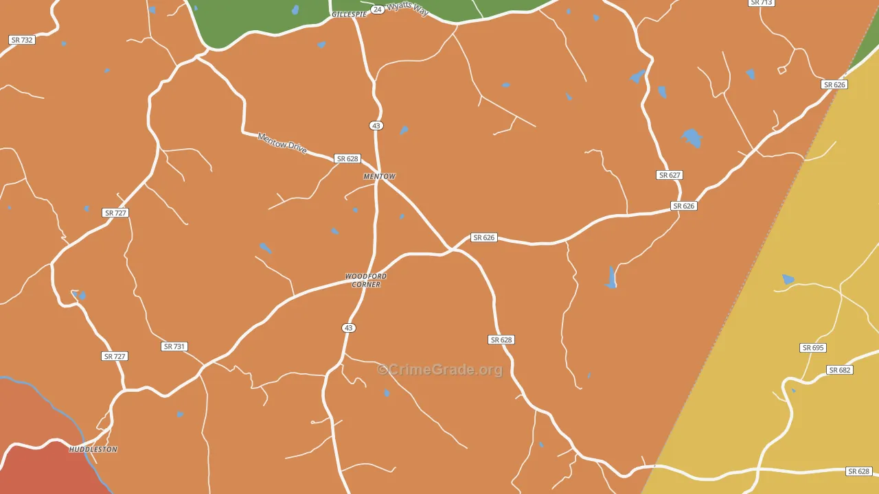 Mentow, VA Map of Burglary Rates