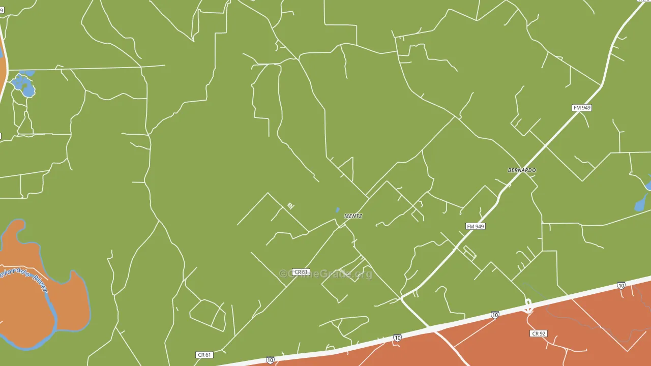 Mentz, TX Map of Burglary Rates