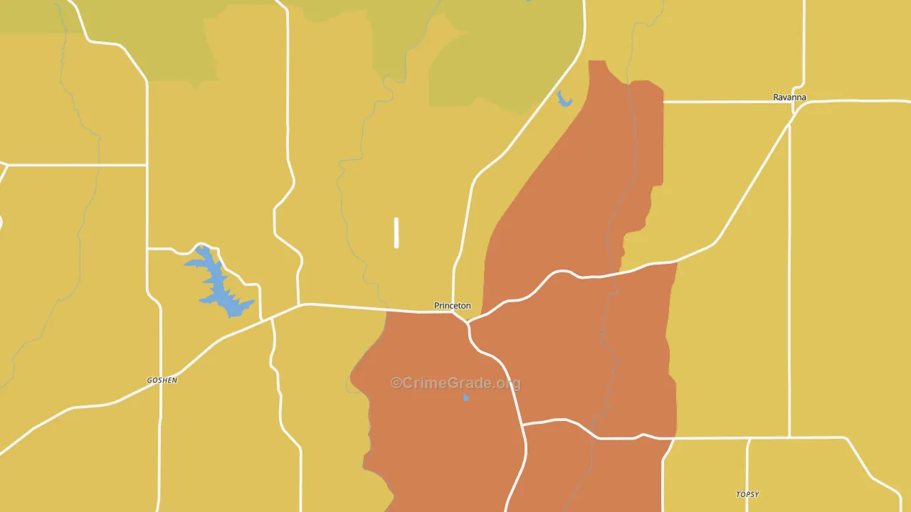 Mercer County, MO Map of Burglary Rates