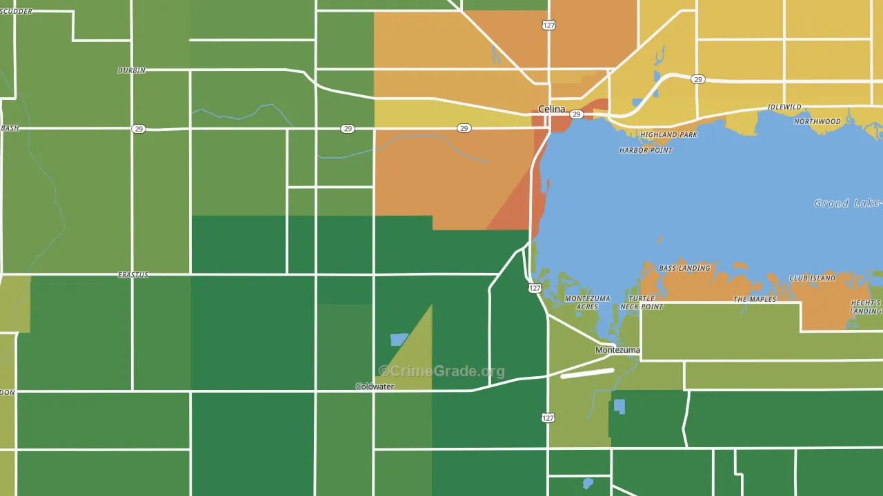 Mercer County, OH Map of Burglary Rates
