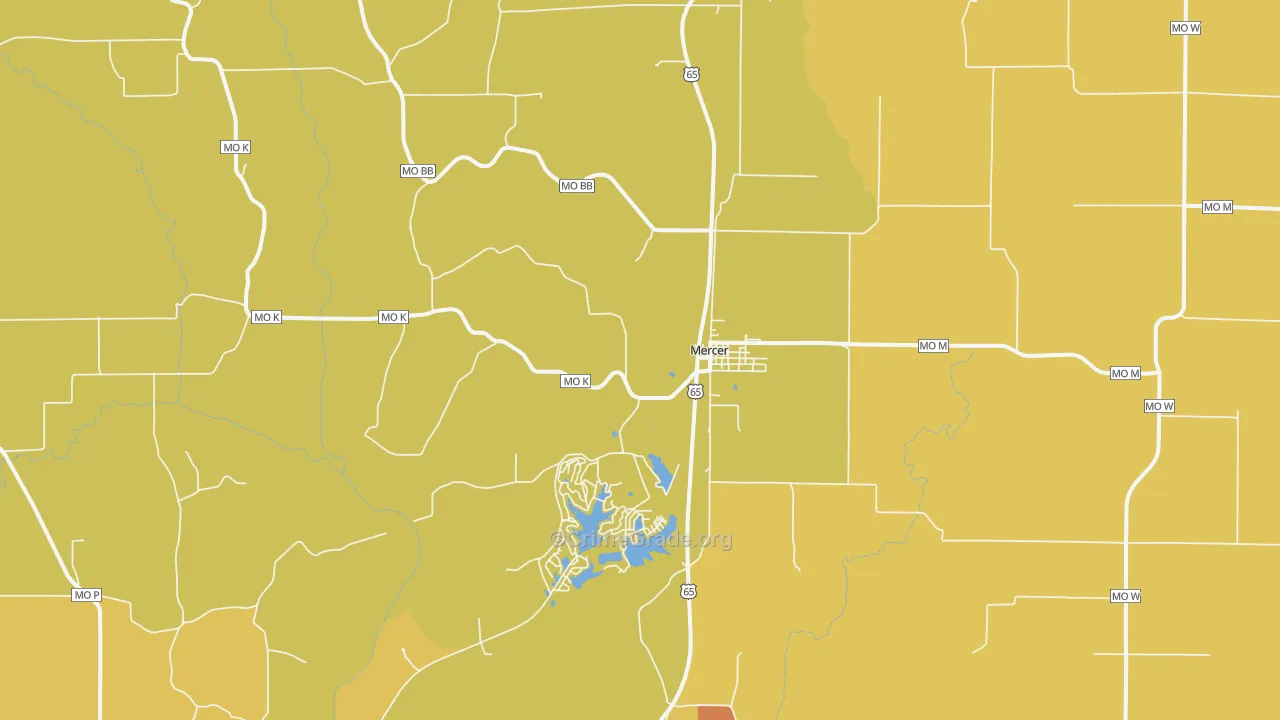 Mercer, MO Map of Burglary Rates