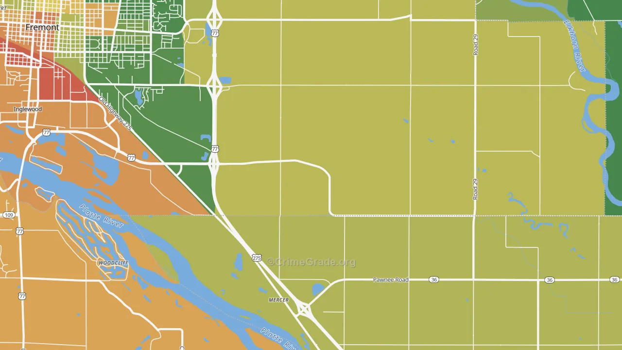 Mercer, NE Map of Burglary Rates