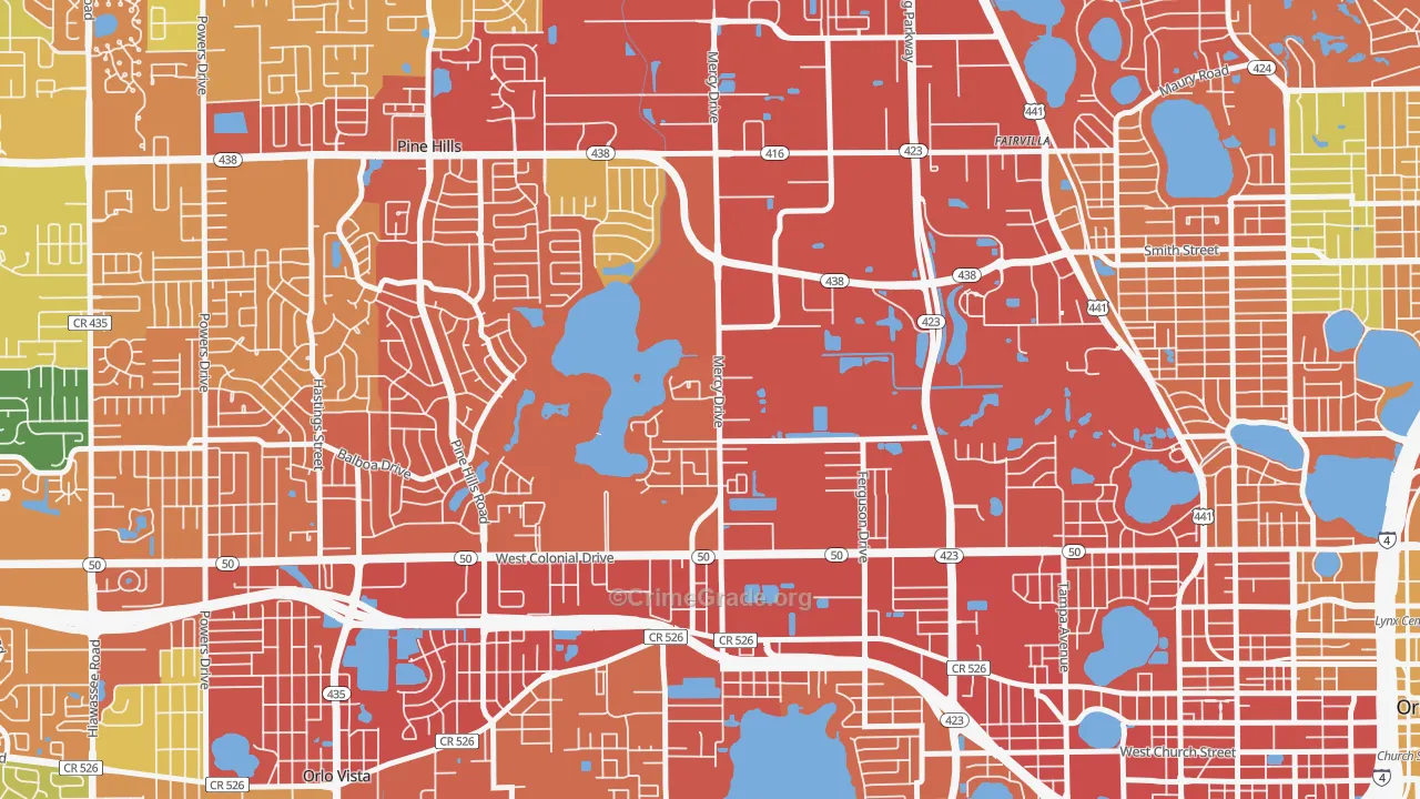 Mercy Drive, Orlando, FL Map of Burglary Rates