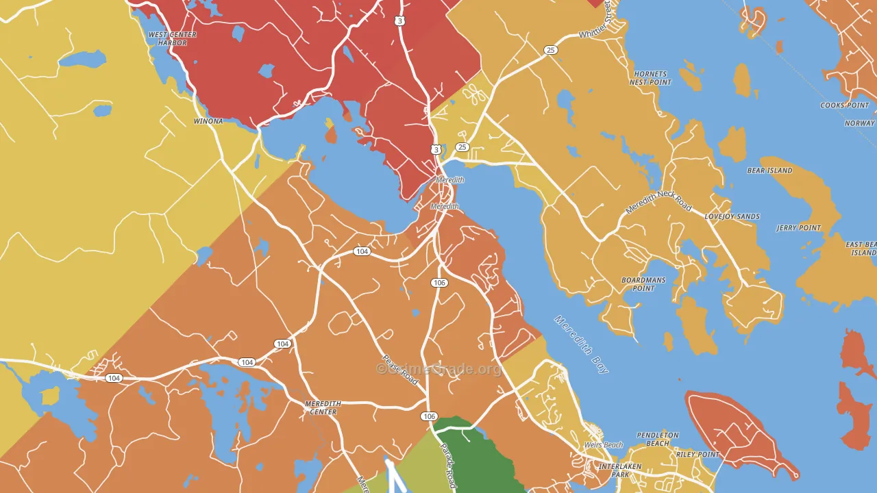 Meredith, NH Map of Burglary Rates