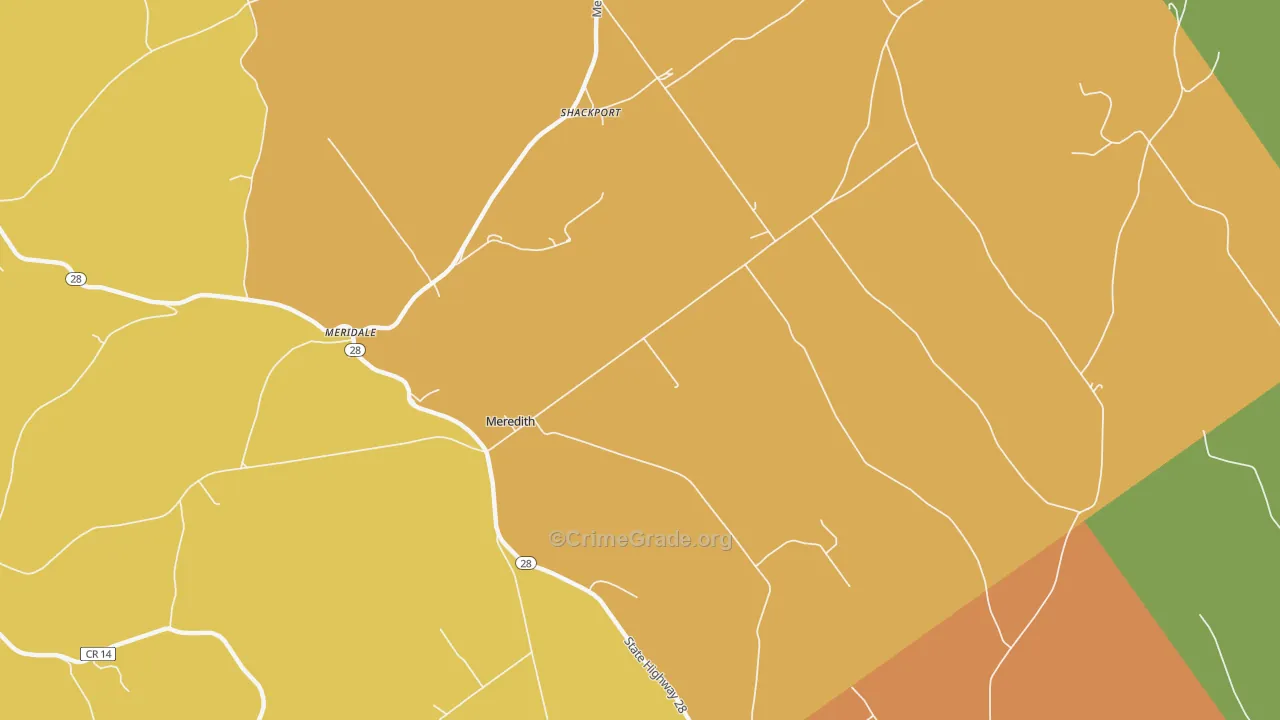 Meredith, NY Map of Burglary Rates