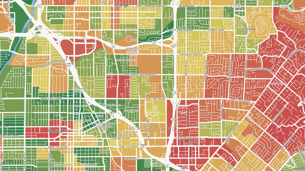 Meredith Parkwood, Santa Ana, CA Map of Burglary Rates