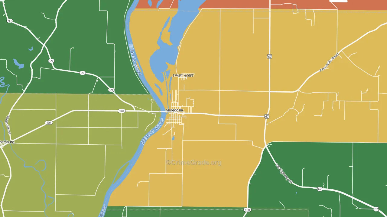 Meredosia, IL Map of Burglary Rates